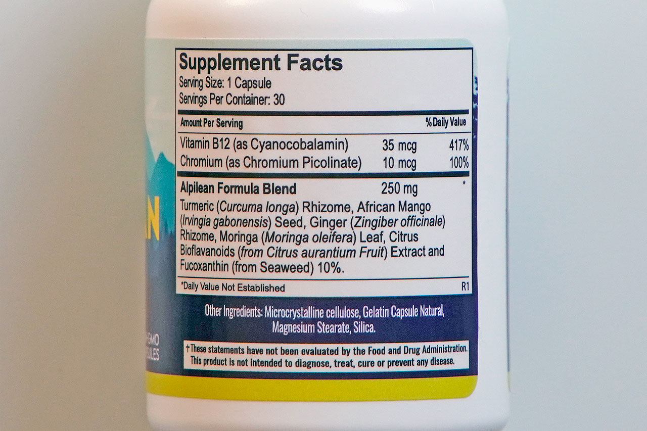 Alpilean-Supplement-facts-label